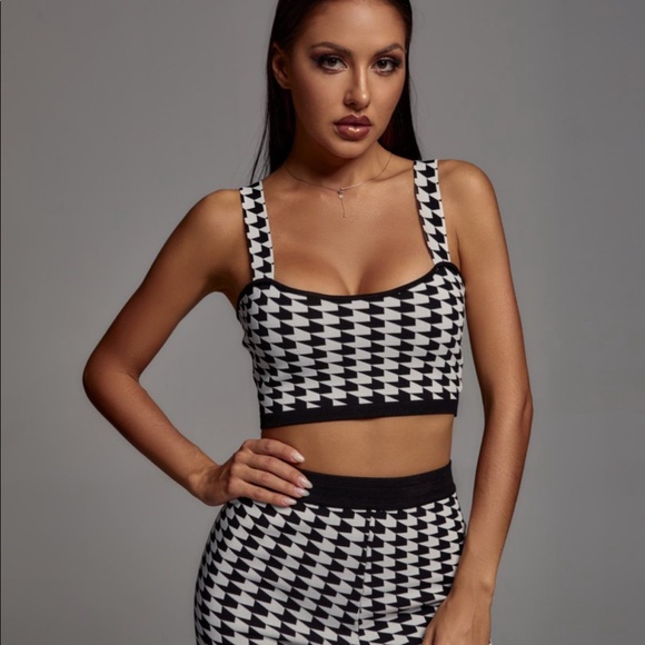 Houndstooth Crop Set- Size M fits AU 10-12 - Picture 3 of 6